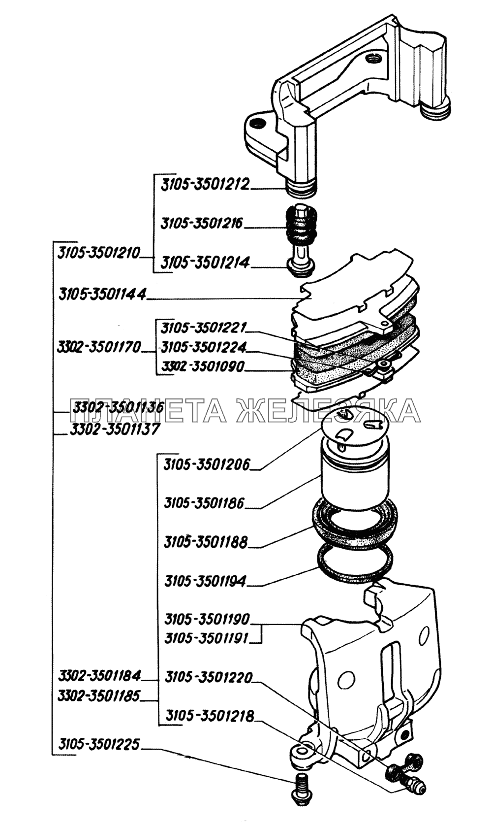 Скоба передних дисковых тормозов ГАЗ-2705 (дв. УМЗ-4215)